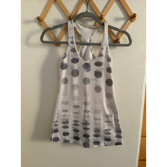Lululemon Top Women's 0-2 Cool Racerback Tank Seaside Dot White Fossil - Picture 2 of 4